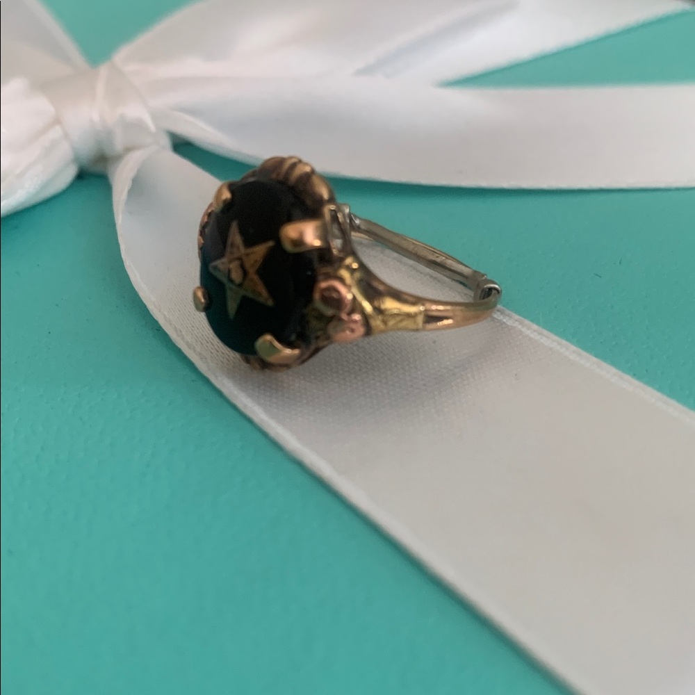 Elegant Black and Gold eastern Star Ring OES vintage 10kt - Picture 3 of 6